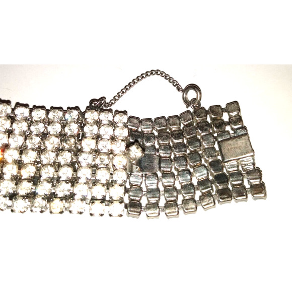 Vintage Weiss Clear Rhinestone 7 Row 60's Bracelet 7" - Picture 3 of 10